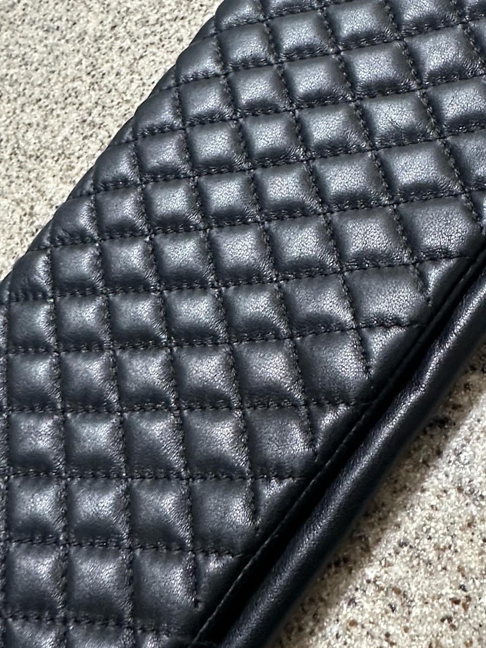 abro Black Leather Zip Clutch with Gold Hardware